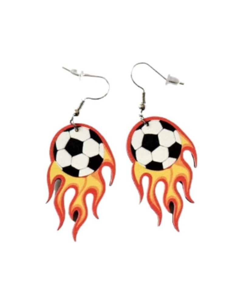 Sports Games Ball Soccer Basketball Wood Flame Ice Cream Star Leopard Grain Drop Creative Earrings for Holiday Baseball Socce...