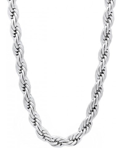 5mm Rhodium Plated Twisted Rope Chain Necklace 18 Inches $35.10 Necklaces