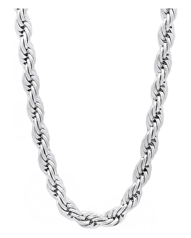 5mm Rhodium Plated Twisted Rope Chain Necklace 18 Inches $35.10 Necklaces