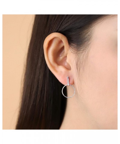 Jewelry Sterling Silver Geometric Drop Hoop Post Earrings $15.51 Earrings