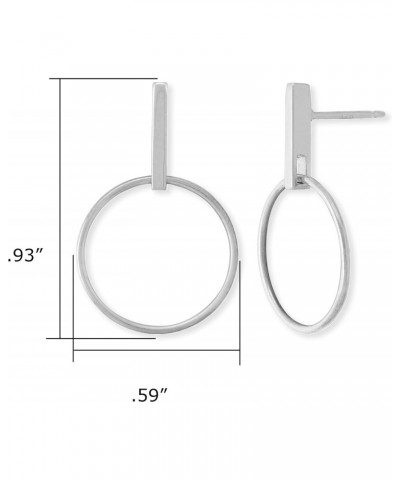 Jewelry Sterling Silver Geometric Drop Hoop Post Earrings $15.51 Earrings