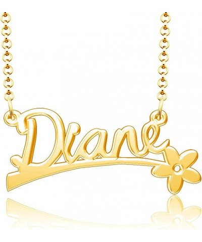 24k Gold Plated Flower Personalized Nameplate Custom Name Necklace Diane $12.65 Necklaces