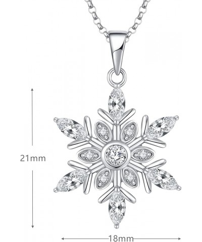 Snowflake Necklace,925 Sterling Silver White 5A Cubic Zirconia Winter Frozen Snowflake Necklace Pendant,Christmas Jewelry Gif...