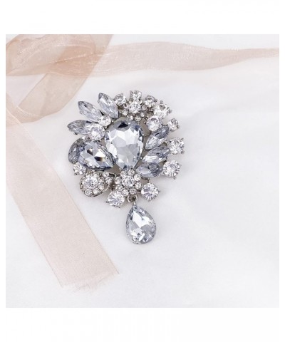 Vintage Wedding Bridal Big Blue Crystal Rhinestone Tear drop Brooch Pin for Women White $7.79 Brooches & Pins