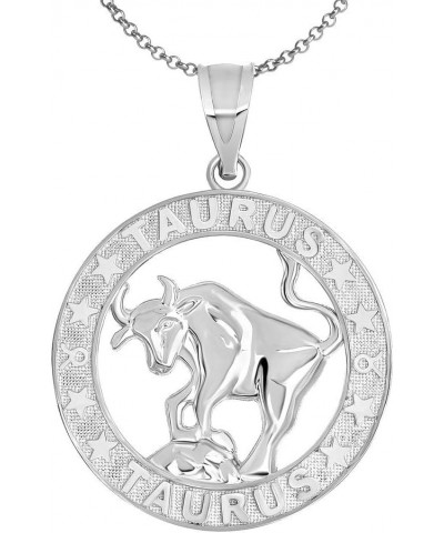 Sterling Silver Zodiac Sun Sign Symbol Unisex Men Women Jewlery Pendant With Chain 20.0 Inches Taurus $20.57 Necklaces