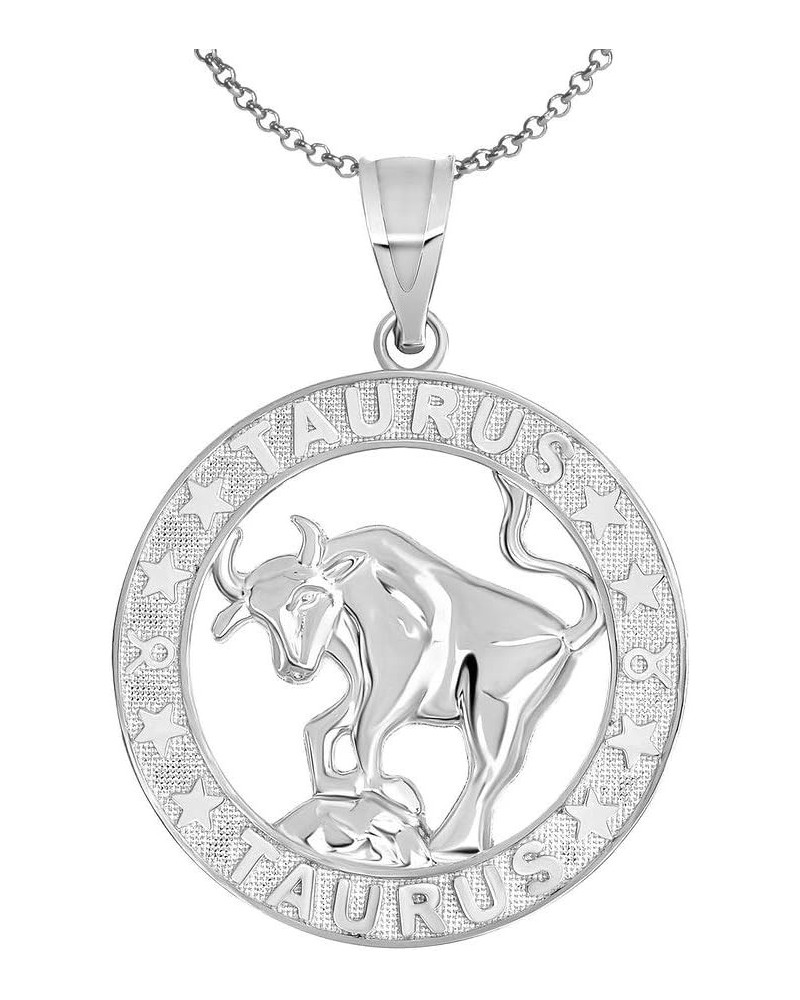 Sterling Silver Zodiac Sun Sign Symbol Unisex Men Women Jewlery Pendant With Chain 20.0 Inches Taurus $20.57 Necklaces