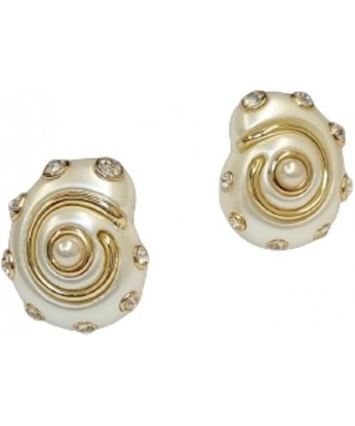 Enamel Snail Clip Earrings (Large White) $41.60 Earrings