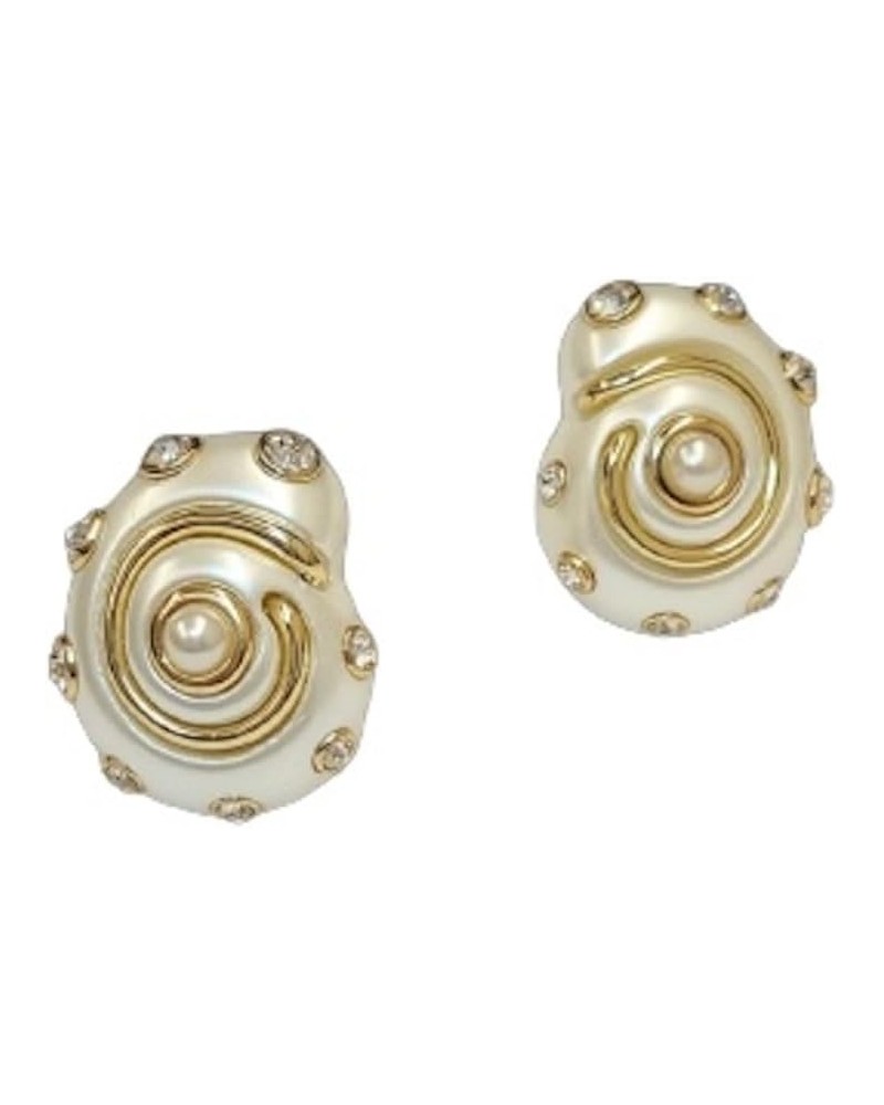 Enamel Snail Clip Earrings (Large White) $41.60 Earrings