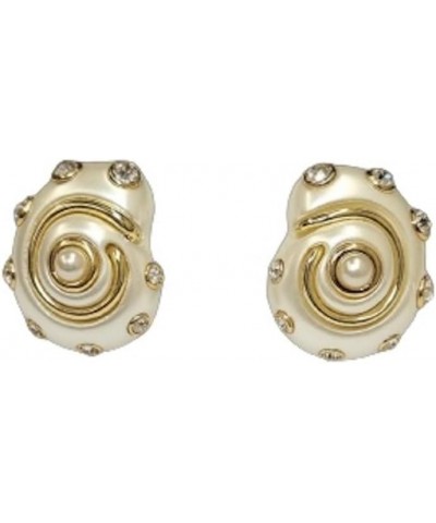 Enamel Snail Clip Earrings (Large White) $41.60 Earrings