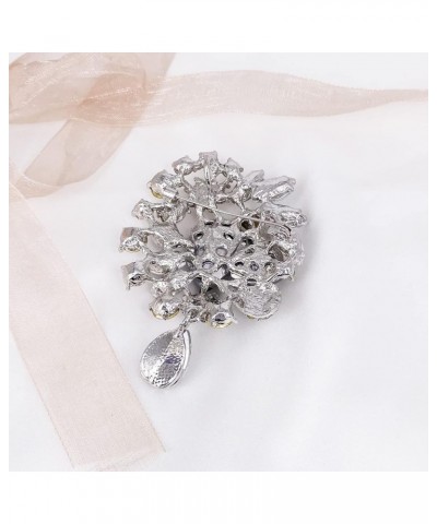 Vintage Wedding Bridal Big Blue Crystal Rhinestone Tear drop Brooch Pin for Women White $7.79 Brooches & Pins